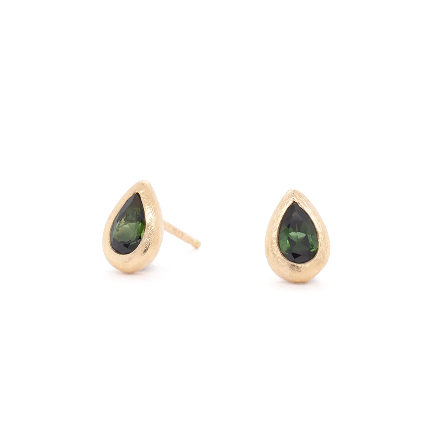 Boulder Bezel Pear Gemstone Stud Earrings - Natural Stone Jewelry for Women | Perfect for Weddings, Parties & Everyday Wear
