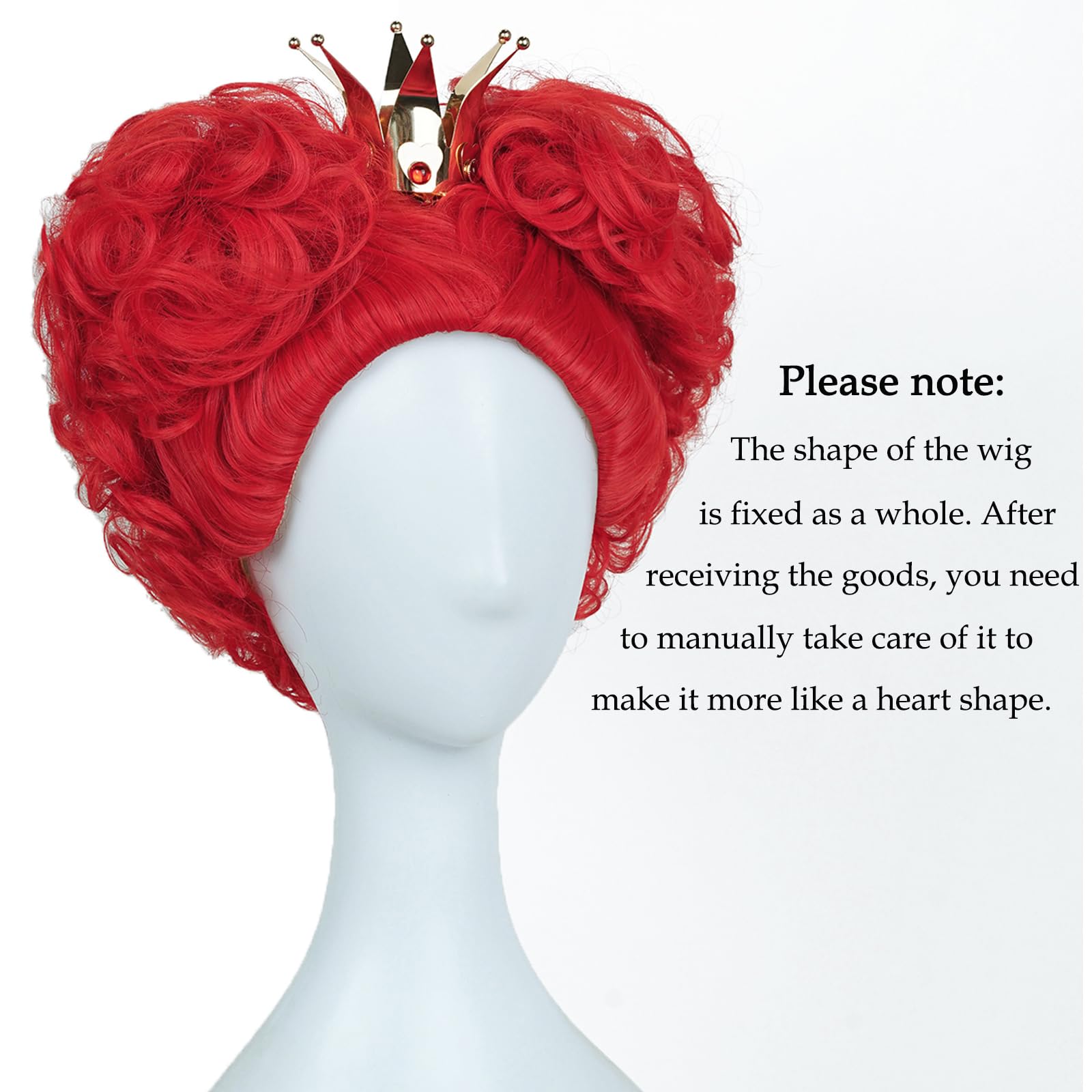 Probeauty Red Curly Cosplay Wig with Crown - Synthetic Anime Queen Wig for Halloween & Costume Parties - Includes Wig Cap - Perfect for Cosplay, Anime Conventions & Themed Events