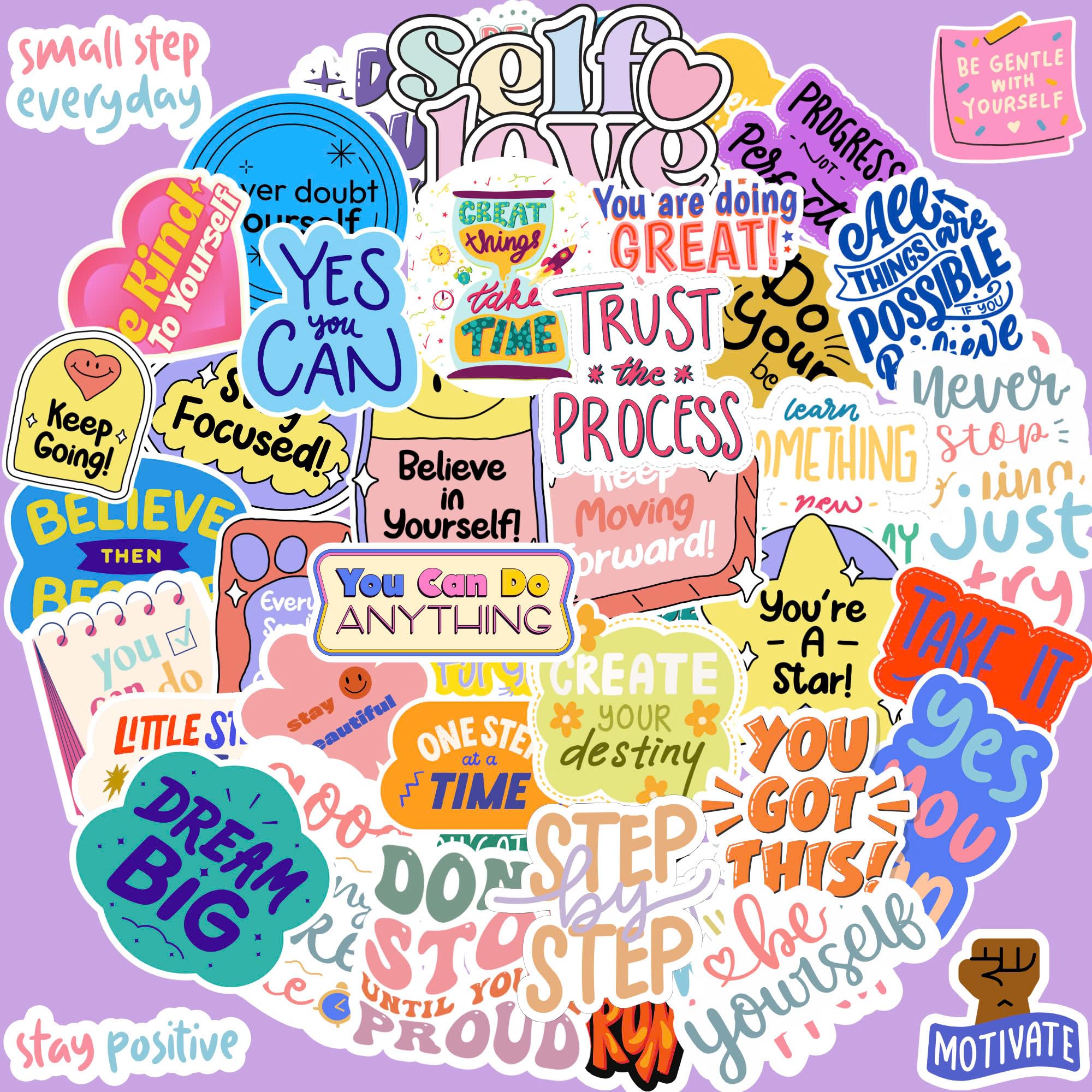 Motivational Vinyl Stickers - Inspirational Positive Quote Decals for Water Bottles, Skateboards & Laptops - Encouraging Gift Ideas for Students, Kids & Teens - Perfect for School, Work & Daily Motivation