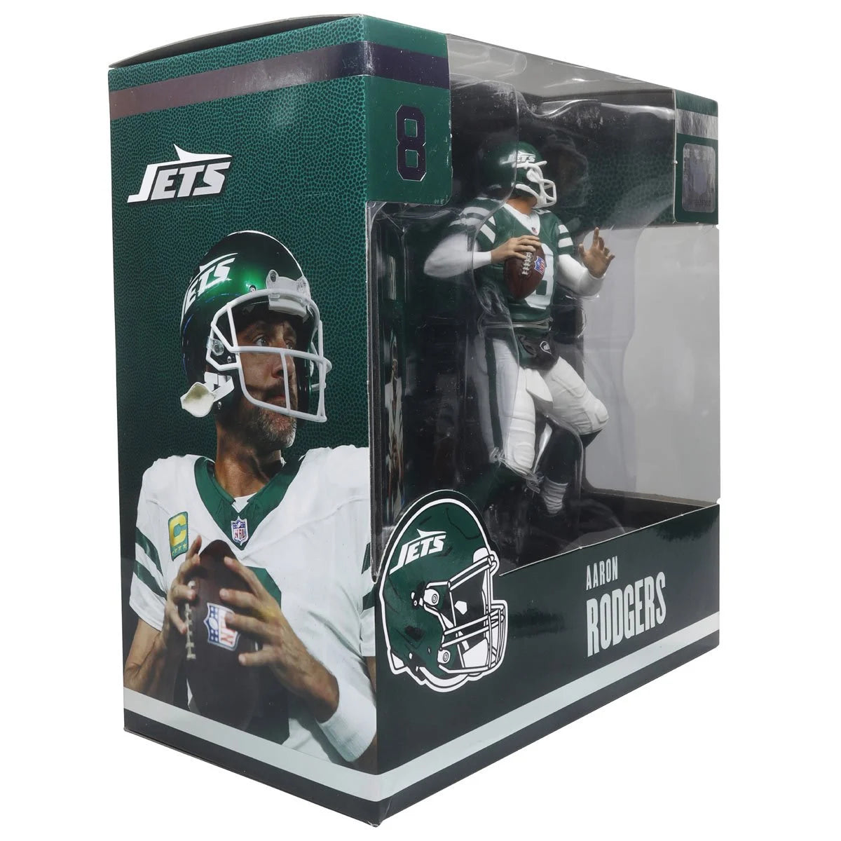 Aaron Rodgers New York Jets NFL Green Jersey 2024 Posed Action Figure - Perfect for Football Fans, Collectors, and Game Room Decor