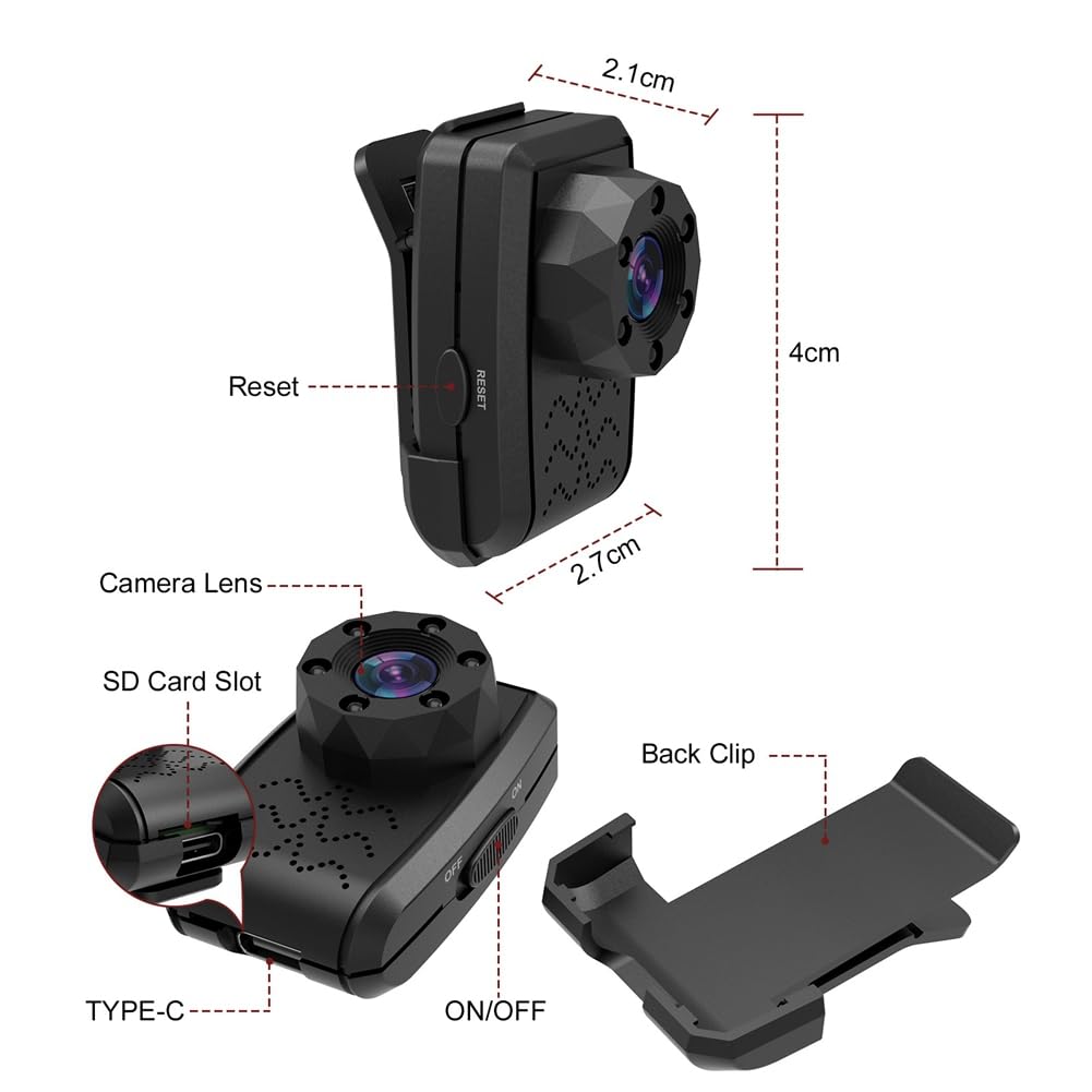 HD Night Vision Security Camera with Smart Audio & Video - Clip-On Surveillance Camera for Home, Easy to Install & Use - Perfect for Baby Monitoring, Pet Watching & Home Security