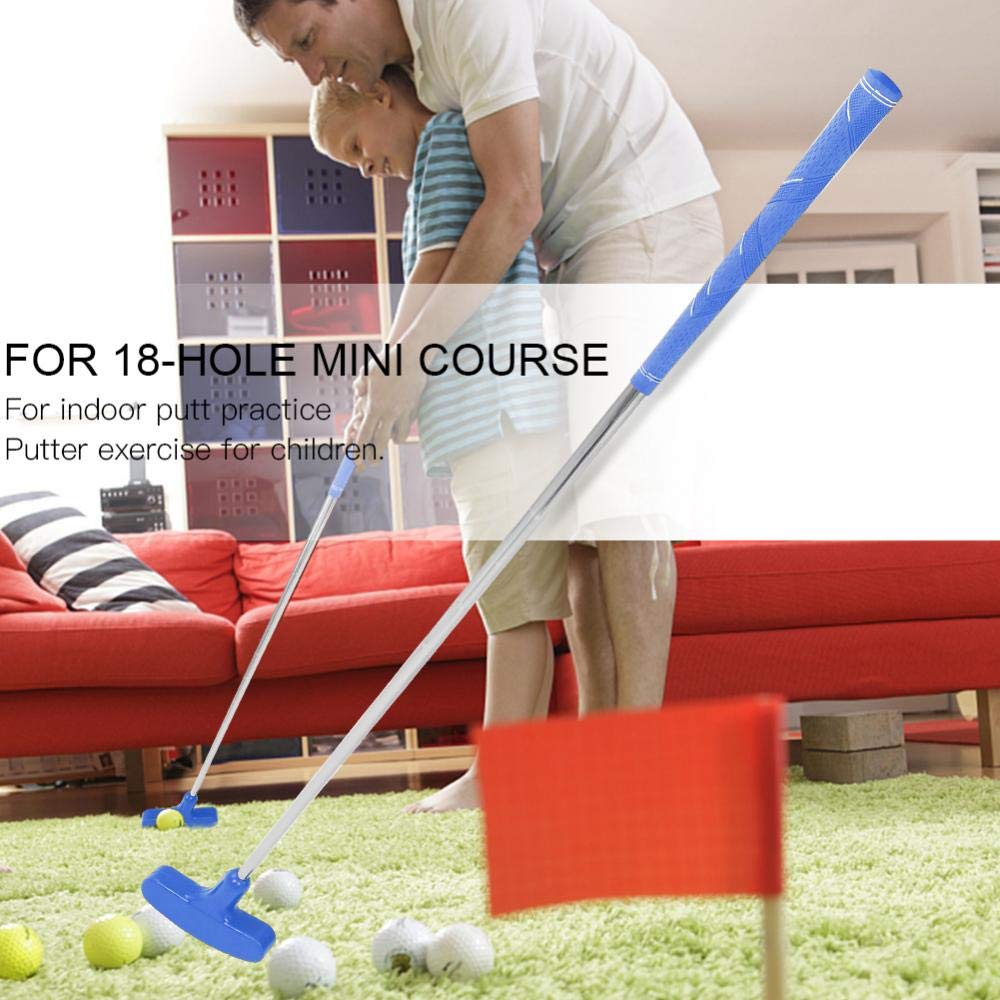 35 Inch Mini Golf Putter for Kids - Double Way Rubber Design (Left & Right Handed) - Blue - Perfect for Indoor/Outdoor Practice & Family Fun