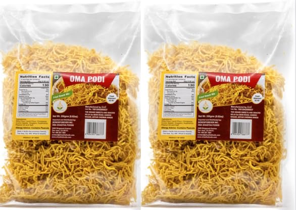 Grand Sweets and Snacks (GSS) Oma Podi - Traditional Indian Snack Mix (Pack of 2, 250g Each) | Perfect for Parties, Tea Time & Festive Occasions