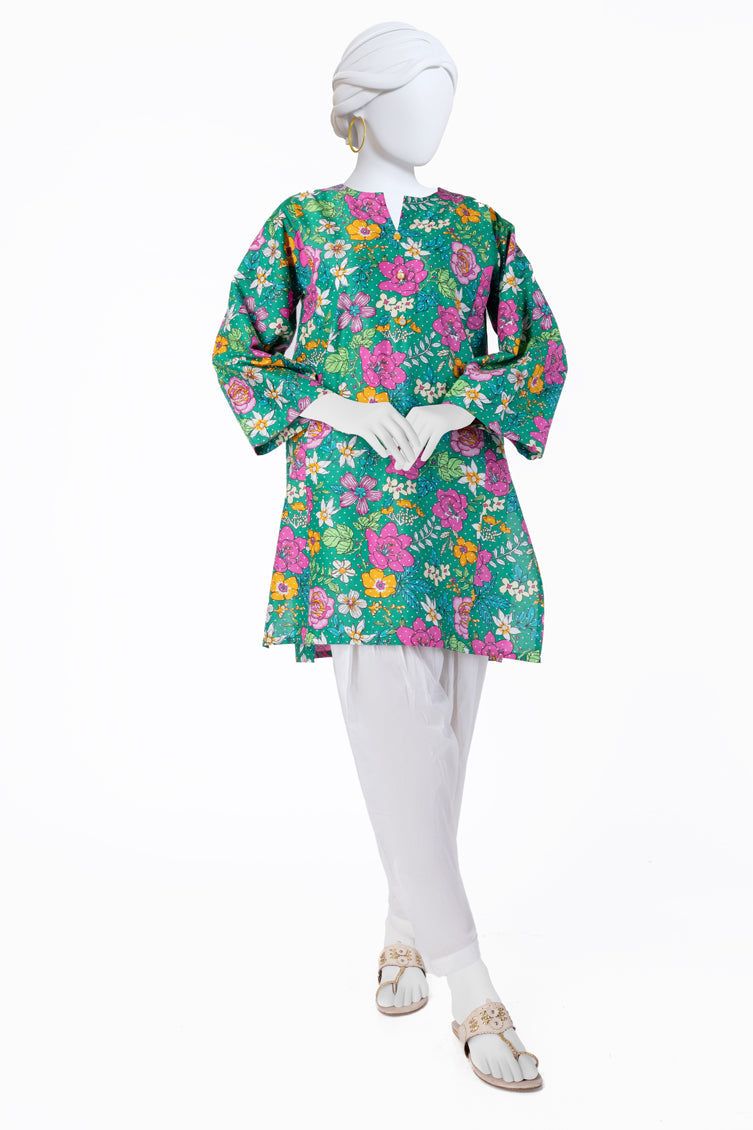 Stylish Cambric Green Kurti by J. Junaid Jamshed - Perfect for Casual Wear, Parties & Festive Occasions