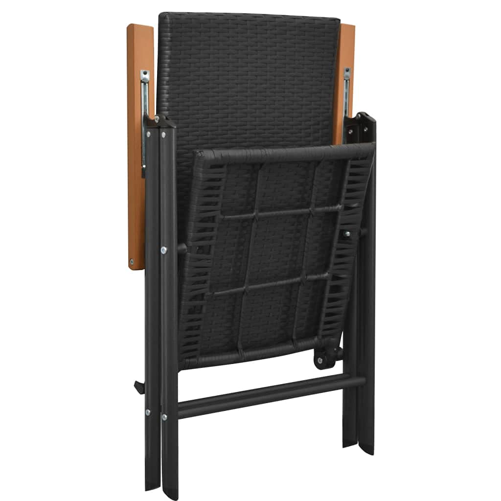 2 Pack Black Poly Rattan Stackable Patio Dining Chairs - Comfortable Arm Chairs & Lounge Chairs for Garden, Poolside, and Outdoor Relaxation