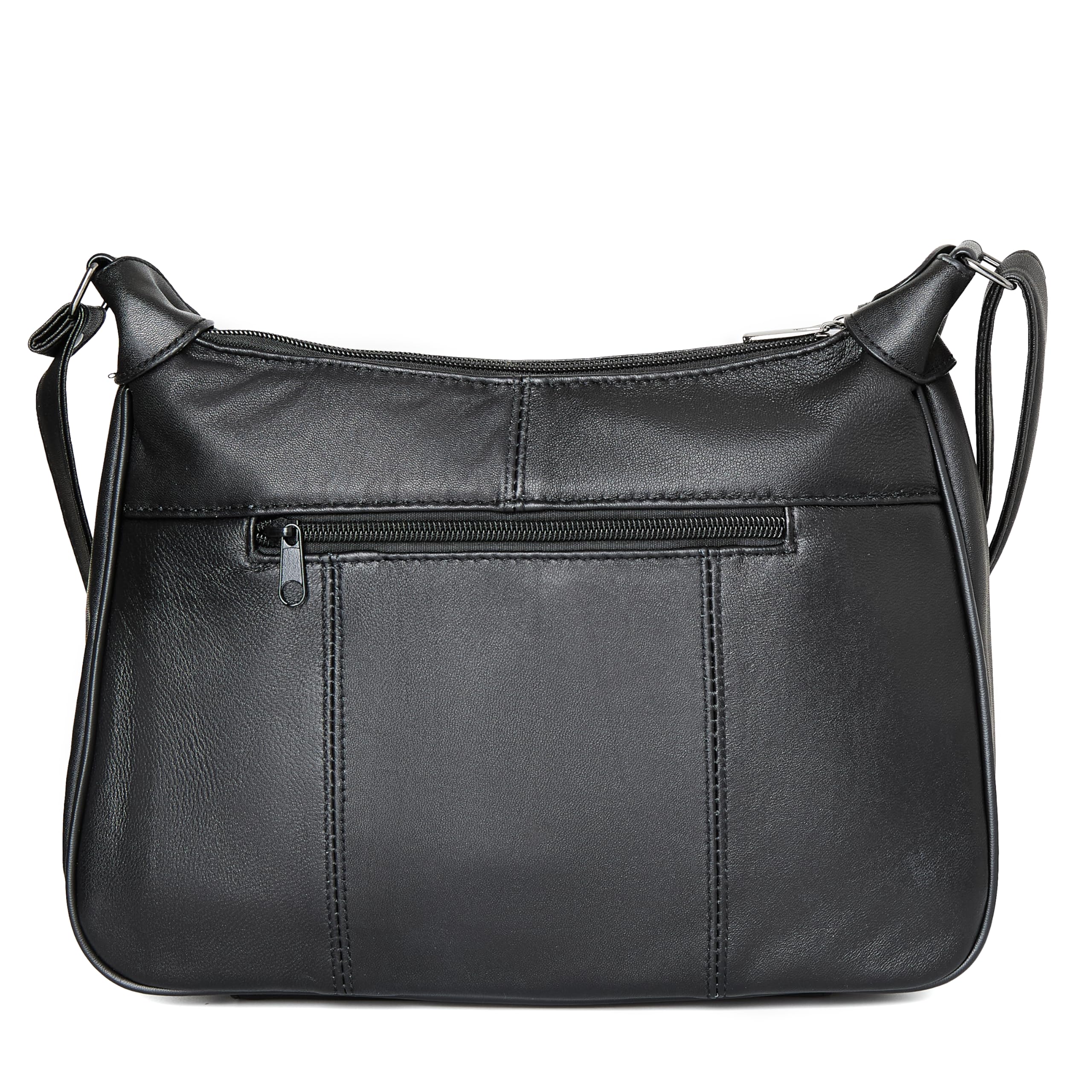 Woodland Leathers Women's Genuine Soft Leather Crossbody Bag - Black Medium Shoulder Purse with Adjustable Strap & Multiple Pockets | Perfect for Work, College, Travel & Everyday Use