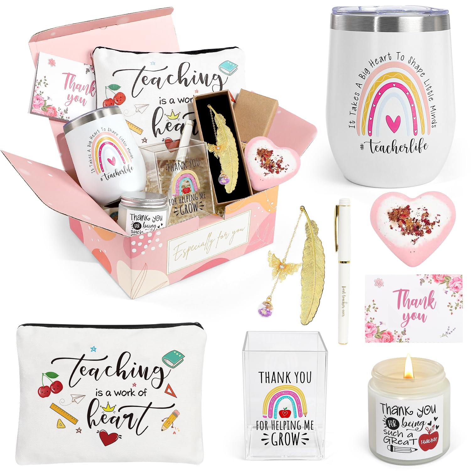Personalized Teacher Appreciation Gifts for Women - 12oz Insulated Stainless Steel Tumbler with Lid & Straw - Perfect for Teacher Birthday, Back to School, Thank You & Teacher's Day - Great for Classroom, Office or Home Use