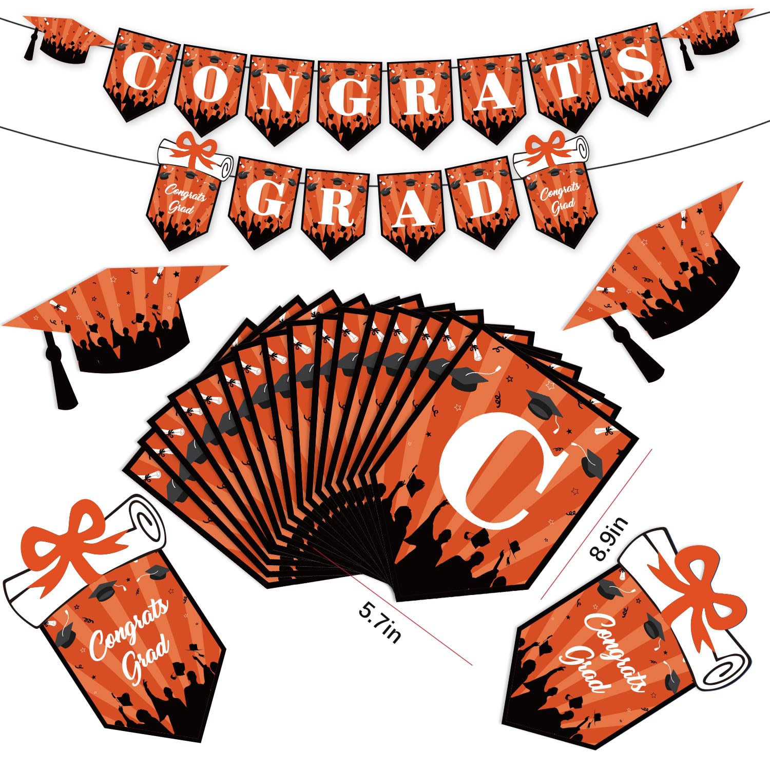 2025 Graduation Party Decorations Kit - Orange & Black Balloon Garland Arch, Mylar Foil Fringe Curtain - High School & College Graduation Party Supplies for Class of 2025 | Perfect for Graduation Ceremony, Photo Backdrops & Celebration Decor