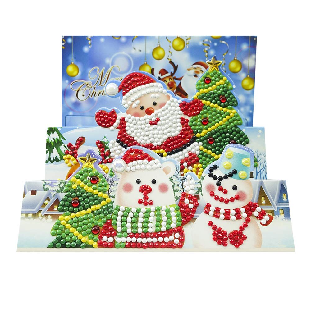 5D Diamond Painting Christmas Cards Kit - Santa Claus DIY Special Shaped Drill Greeting Cards | Holiday Art Crafts Gift for Friends & Family | Perfect for Christmas Decorations, Party Favors & Handmade Gifts