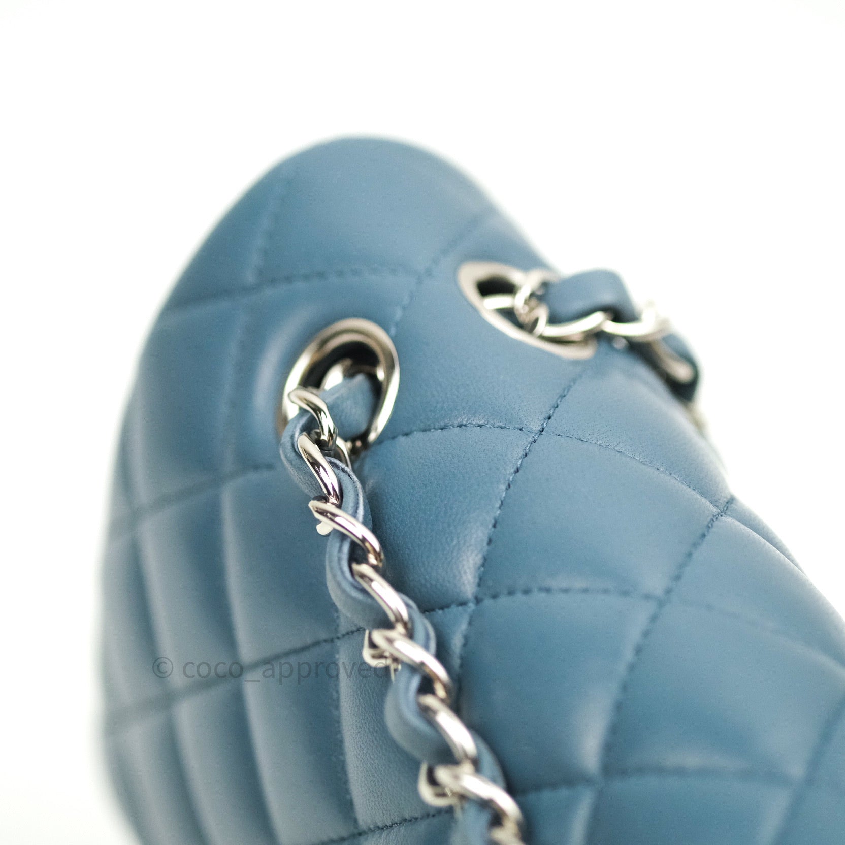 Chanel Classic M/L Lambskin Medium Double Flap Bag in Teal Blue with Silver Hardware | Luxury Designer Handbag for Women | Perfect for Date Night, Office & Special Occasions