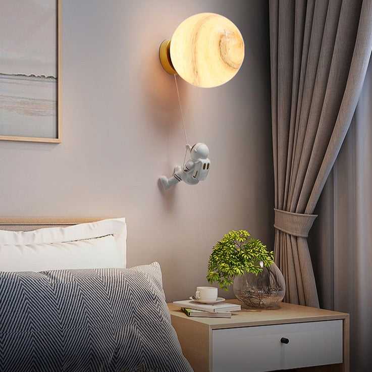 NASA Astronaut on Moon Wall Lamp - LED Night Light for Kids Room, Bedroom & Nursery - Space-Themed Decor for Boys & Girls