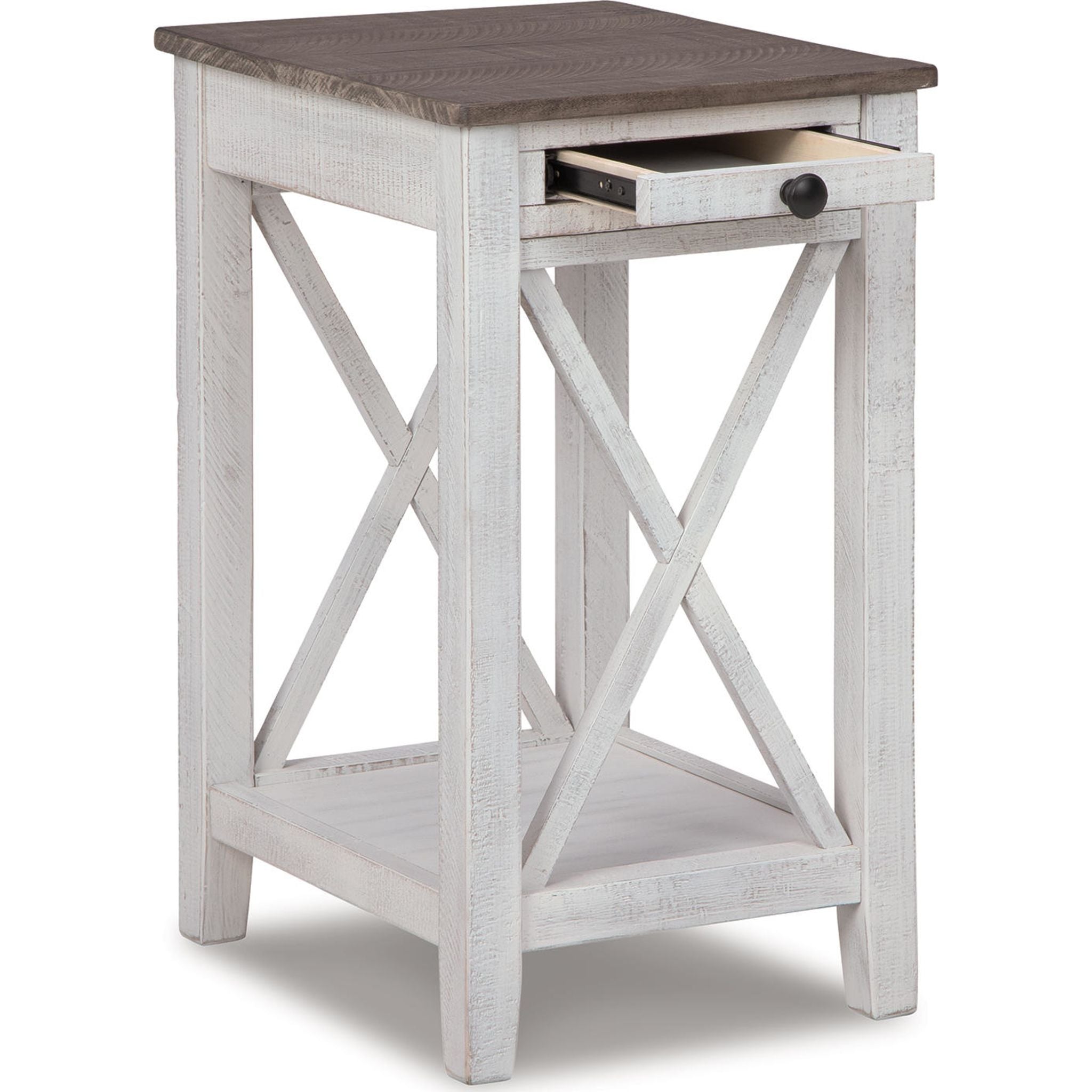 Adalane Modern Accent Table - White & Gray Side Table for Living Room, Bedroom, or Office - Perfect for Small Spaces & Home Decor