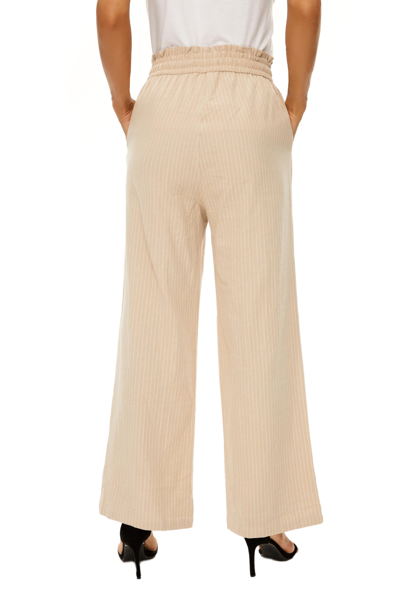Women's High Waisted Linen Pants - Wide Leg Casual Drawstring Lounge Pants with Pockets | Breathable Summer Pants for Beach, Yoga & Relaxation at Home