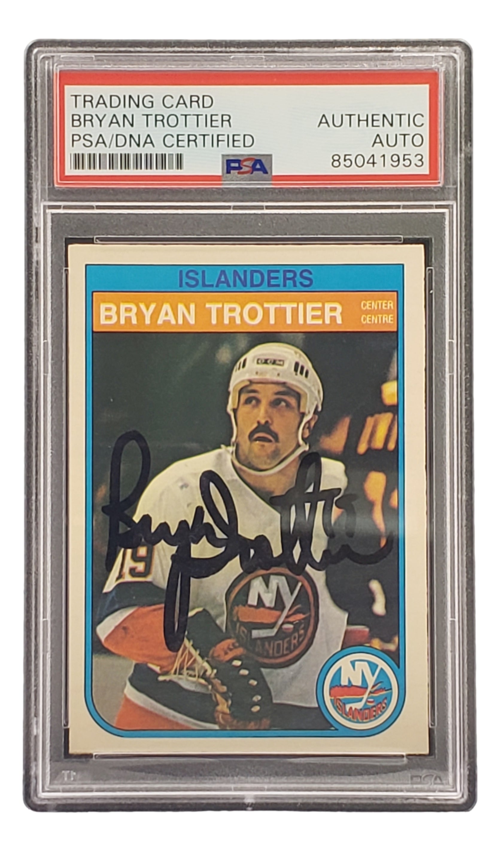 Bryan Trottier Autographed 1982 O-Pee-Chee #214 NY Islanders Hockey Card - PSA/DNA Certified - Perfect for NHL Memorabilia Collectors & Hockey Fans Display