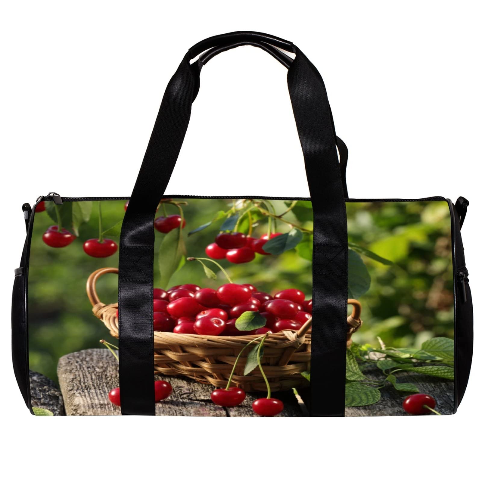 Foldable Travel Duffel Bag for Women & Men - Lightweight Gym Sports Weekender Bag with Carry Strap - Perfect for Workouts, Travel & Weekend Getaways (Red Cherry)
