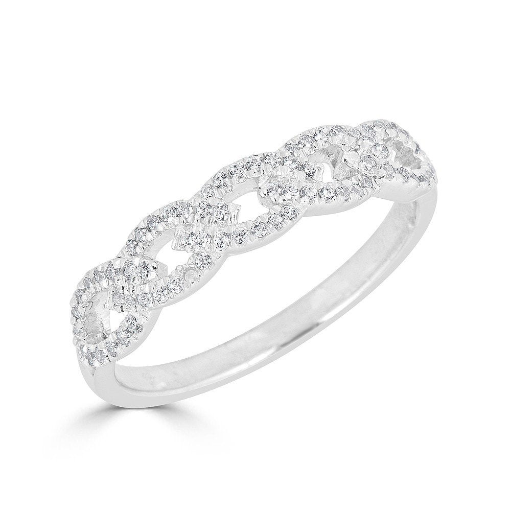 14KT Gold 1/5 CTW Marquise Diamond Pave Link Band Ring - Elegant Wedding Band, Anniversary Gift for Her, Perfect for Special Occasions & Everyday Luxury
