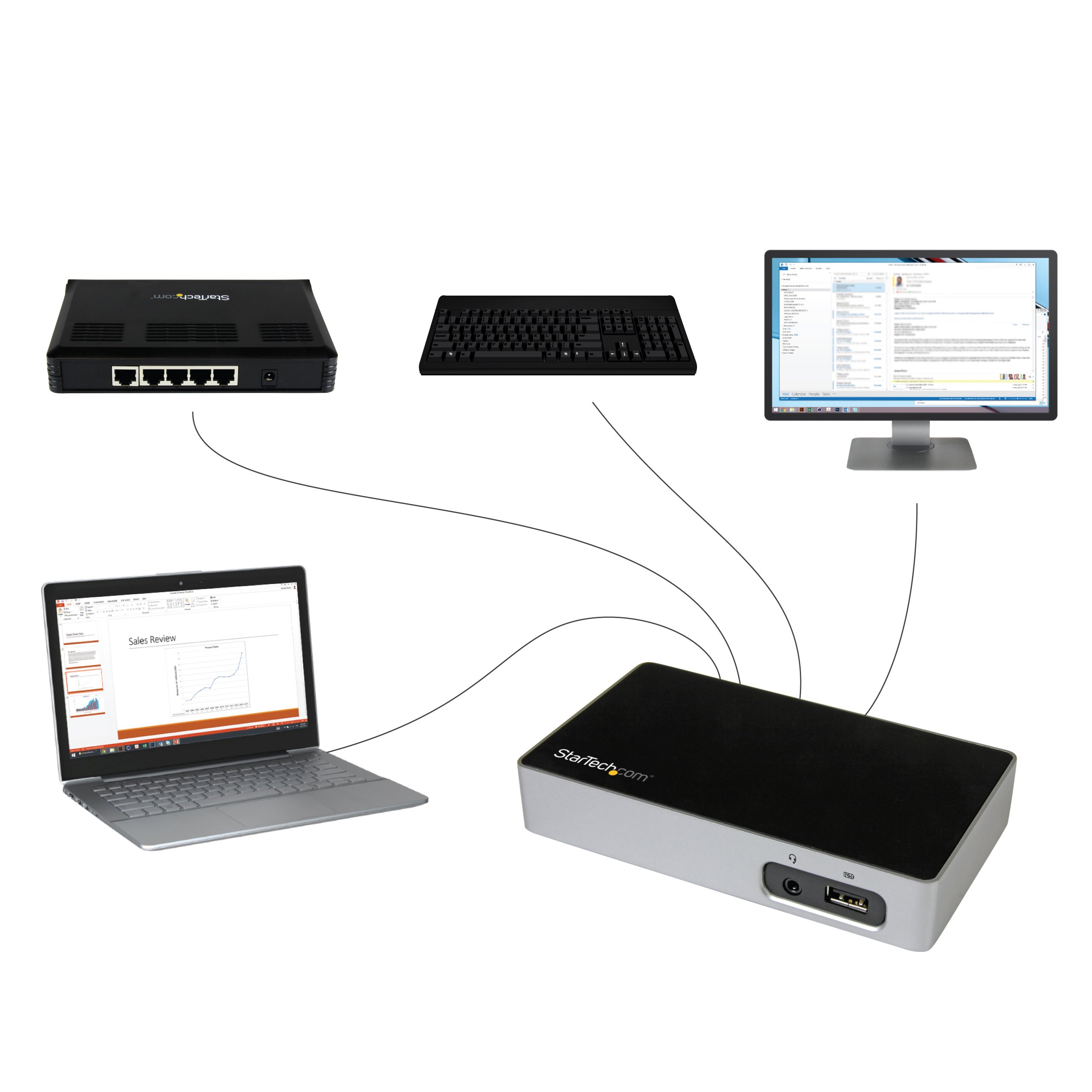 StarTech.com USB 3.0 Universal Laptop Docking Station with DVI Port - Dual Monitor Support for Home Office & Business Use (USB3VDOCKD, Black/Silver) - Perfect for Remote Work & Multi-Tasking