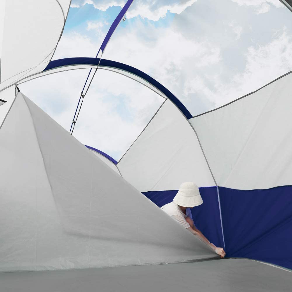 CAMPROS CP Tent 12 Person Camping Tent - 2 Room Family Cabin Tent with 6 Large Mesh Windows | Weather Resistant, Double Layer Design & Room Divider Curtain | Portable with Carry Bag | Perfect for Family Camping, Outdoor Adventures & Backpacking Trips
