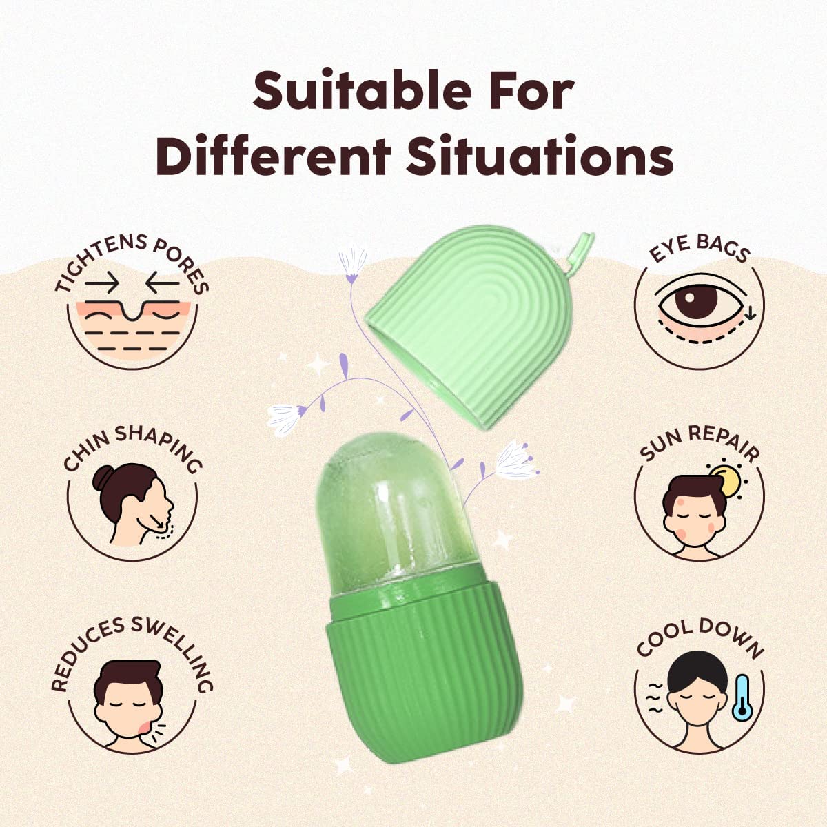 JRS TRADERS Upgraded Ice Roller for Face & Eyes - Cooling Facial Massage Tool with Silicone Ice Mold | Reduce Puffiness & Dark Circles | Perfect for Skincare Routine & Morning Depuffing