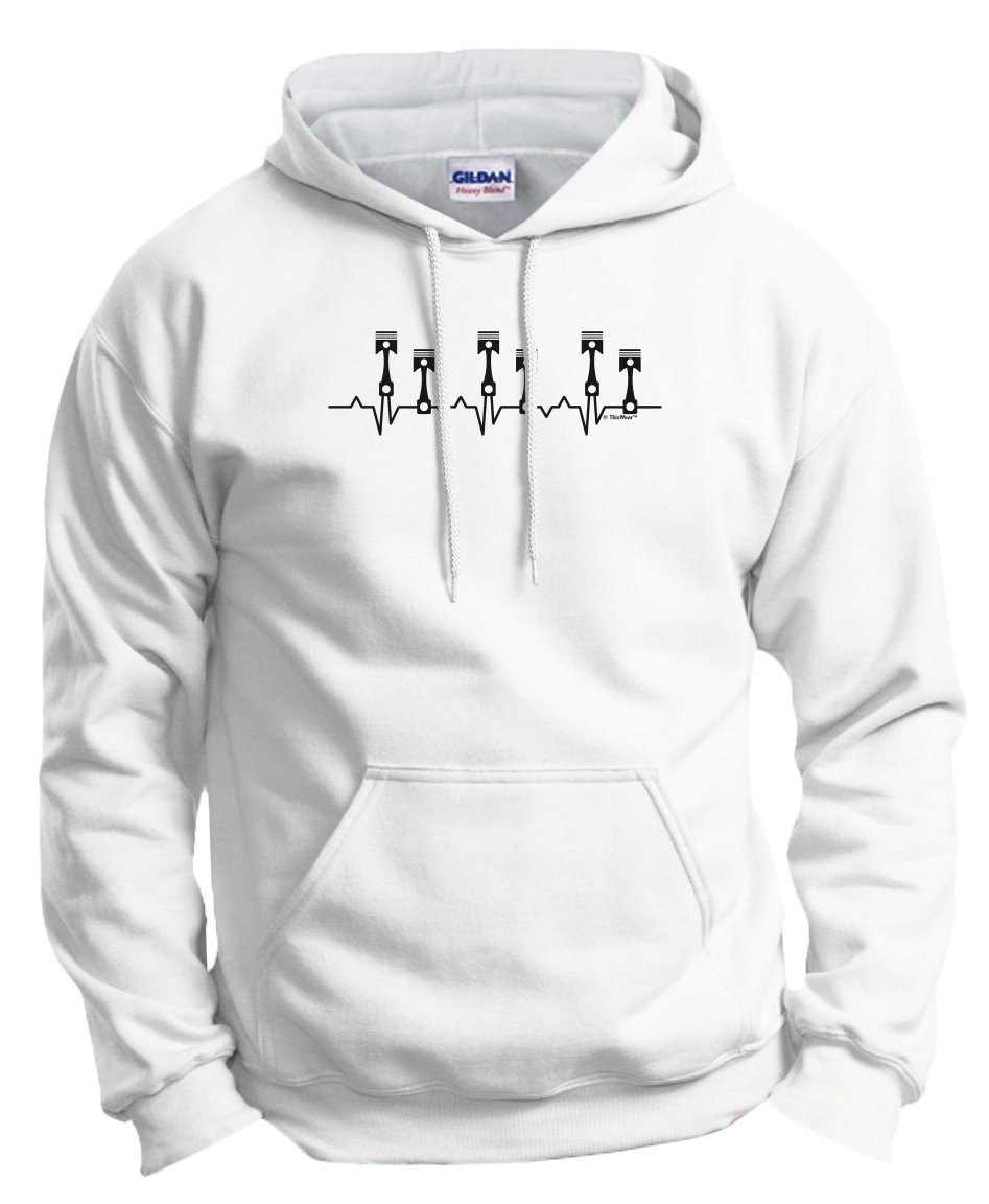 Mechanic Gifts for Men - Piston Heartbeat Car Lover Hoodie Sweatshirt | Automotive Enthusiast Apparel for Car Shows & DIY Garage Work
