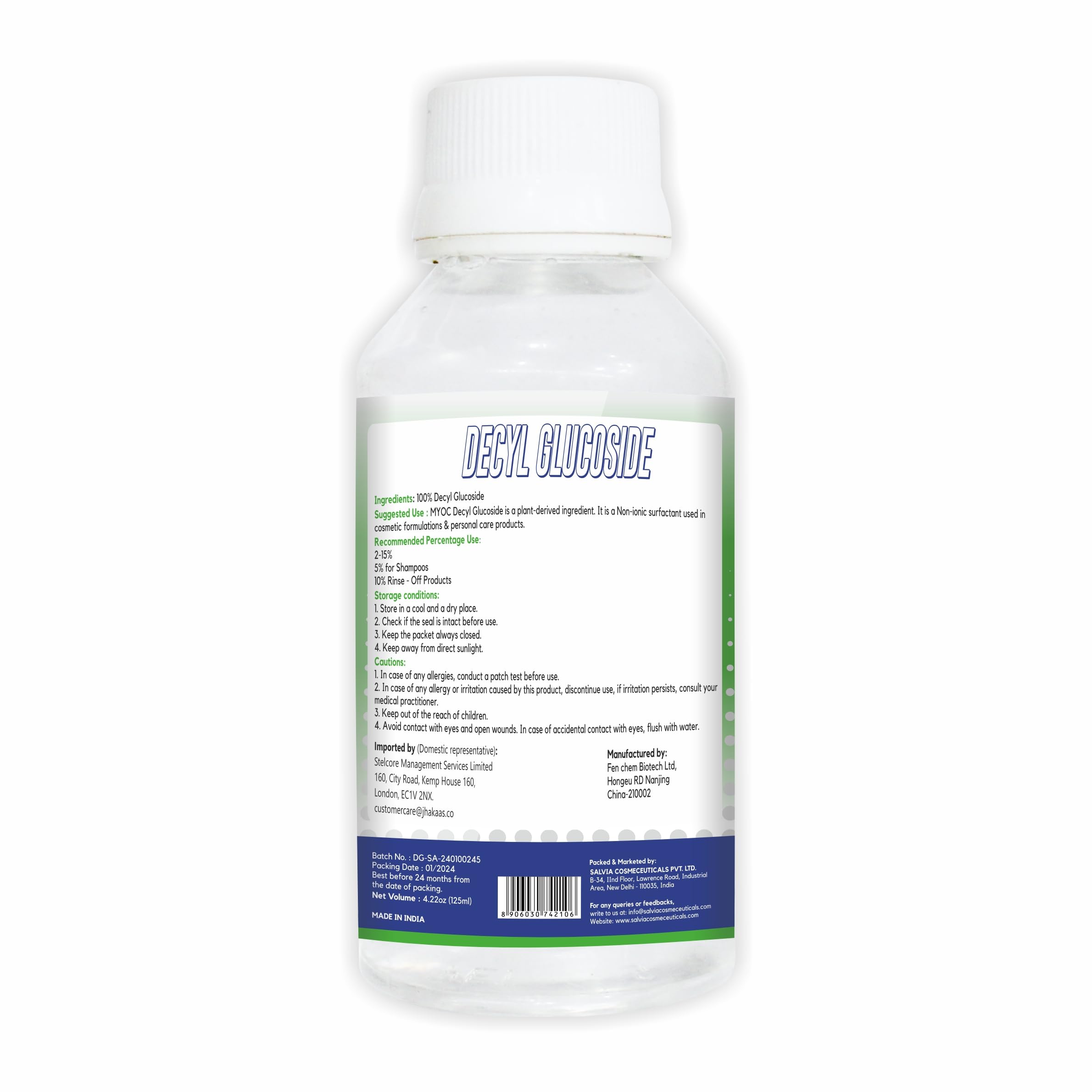 Decyl Glucoside 4.22oz - Cosmetic Grade Surfactant for Skin & Hair Care