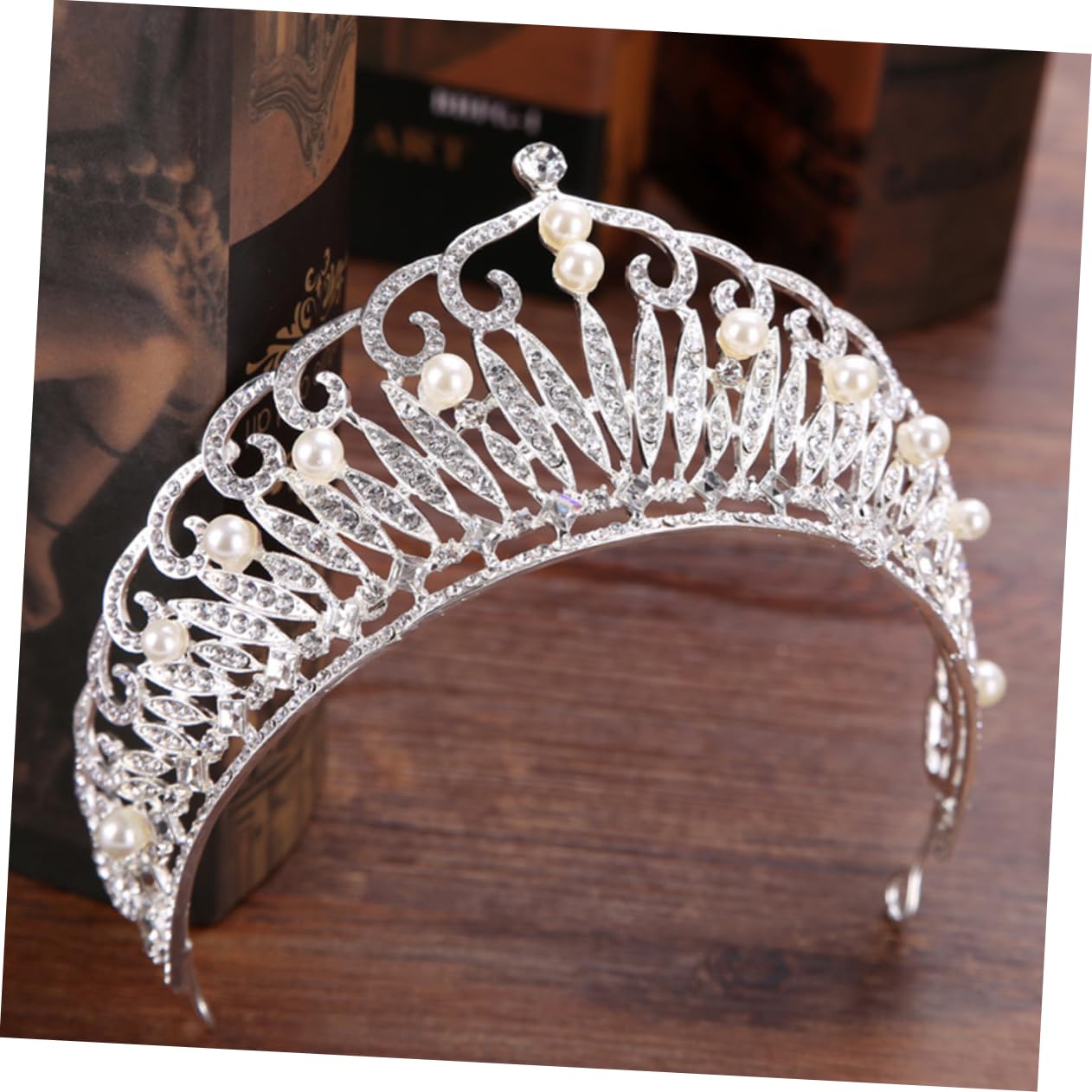 Minkissy Silver Pearl Rhinestone Tiara for Women - Elegant Bridal Wedding Headpiece with Pearls, Hair Accessories for Bride, Halloween & Special Occasions - Perfect for Weddings, Prom, Parties & Costume Events