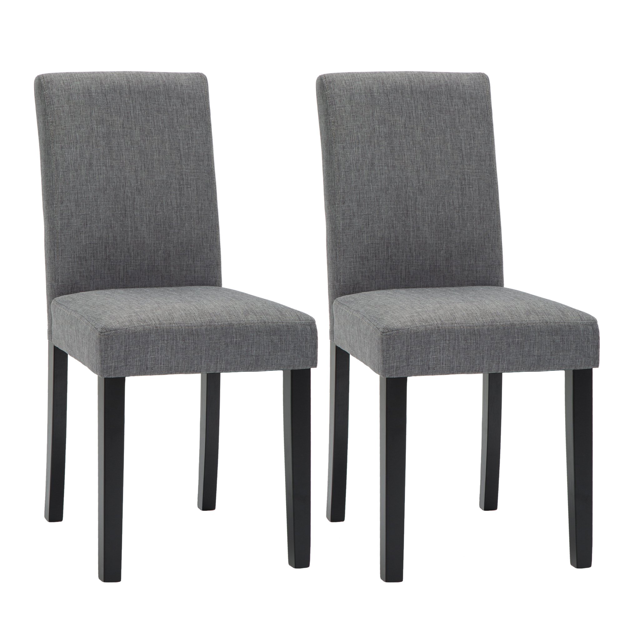 Modern Solid Wood Fabric Padded Parson Dining Chairs, Set of 2, Grey - Perfect for Kitchen, Dining Room, and Home Office Seating