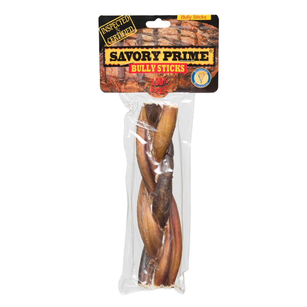 Savory Prime 301 American Braided Bully Stick Dog Treats - 6 Inch Natural Chew for Dogs - High Protein Dental Health Snacks for Puppies & Adult Dogs - Perfect for Training, Teething & Long-Lasting Chewing
