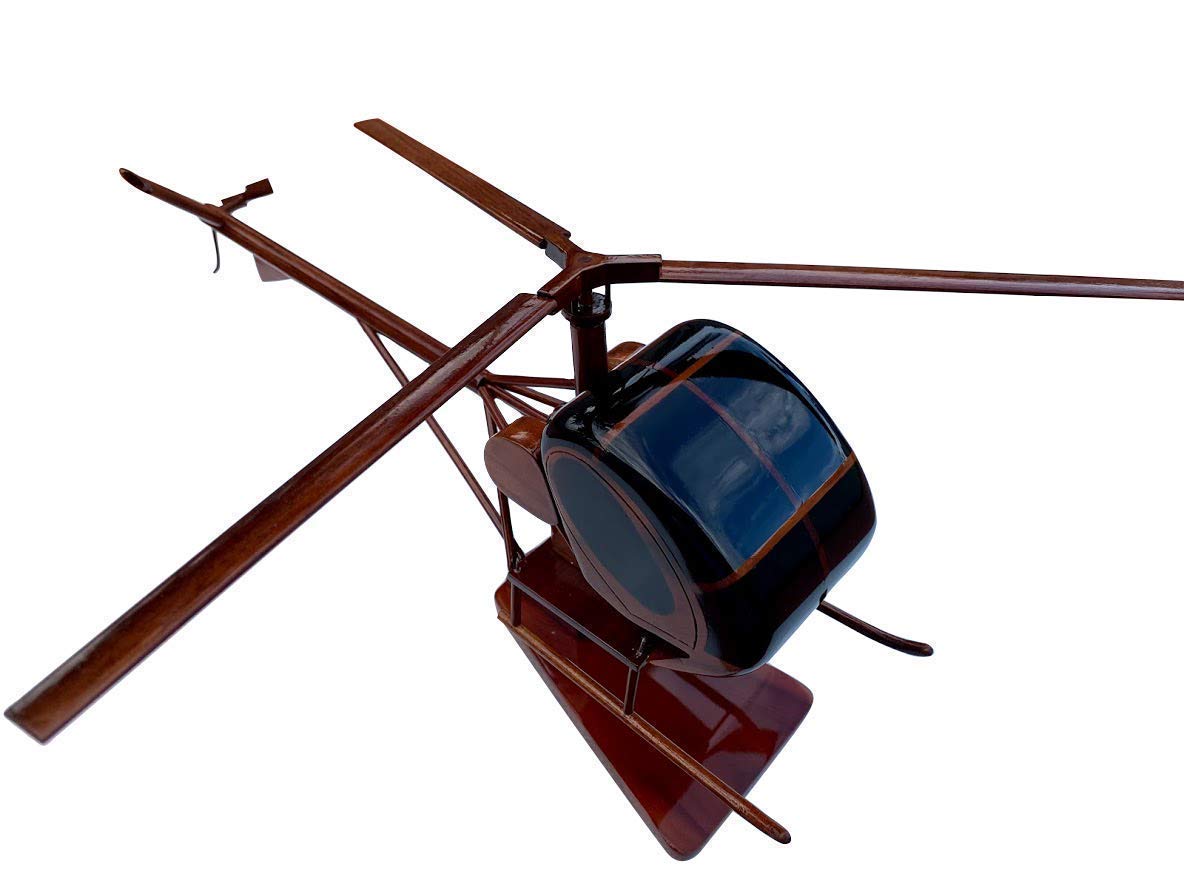 Hughes TH-55 Osage Helicopter Model - Premium Mahogany Wood Desktop Display - Perfect for Aviation Enthusiasts, Office Decor & Collector's Showcase