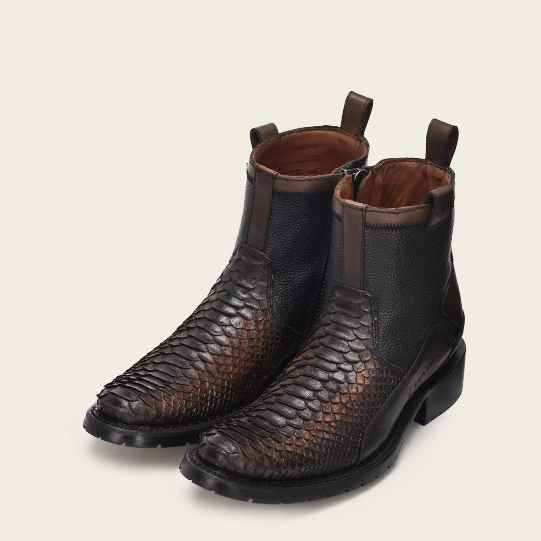 Vintage Fashion Men's Cowboy Boots - Genuine Python Skin Mid-Calf Boots for Western Style | Perfect for Rodeo, Country Music Festivals & Casual Wear
