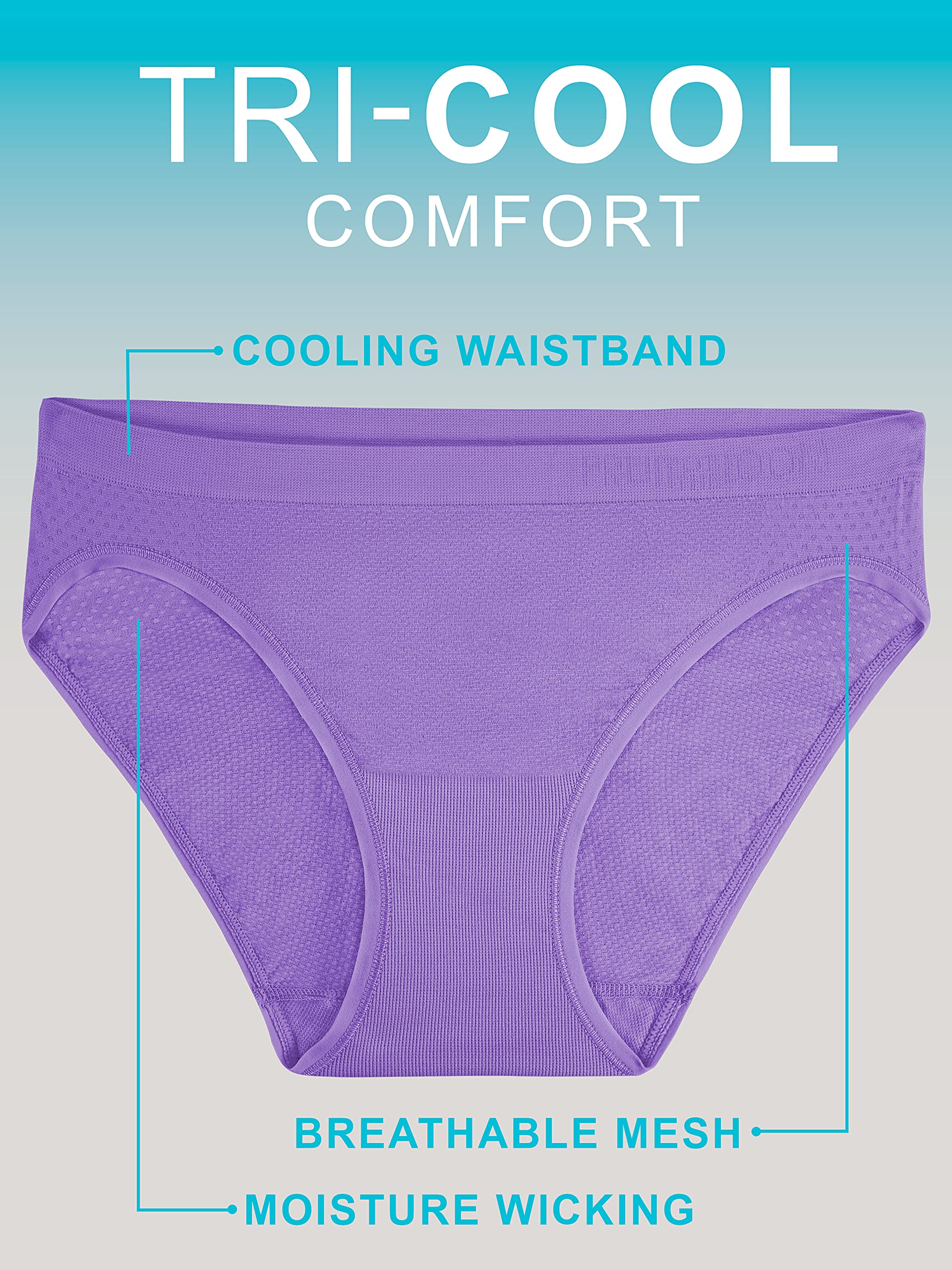 Fruit of the Loom Women's Breathable Seamless Underwear - Soft Comfortable Panties for Everyday Wear, Workout & Yoga - 5-Pack Cotton Underwear Set