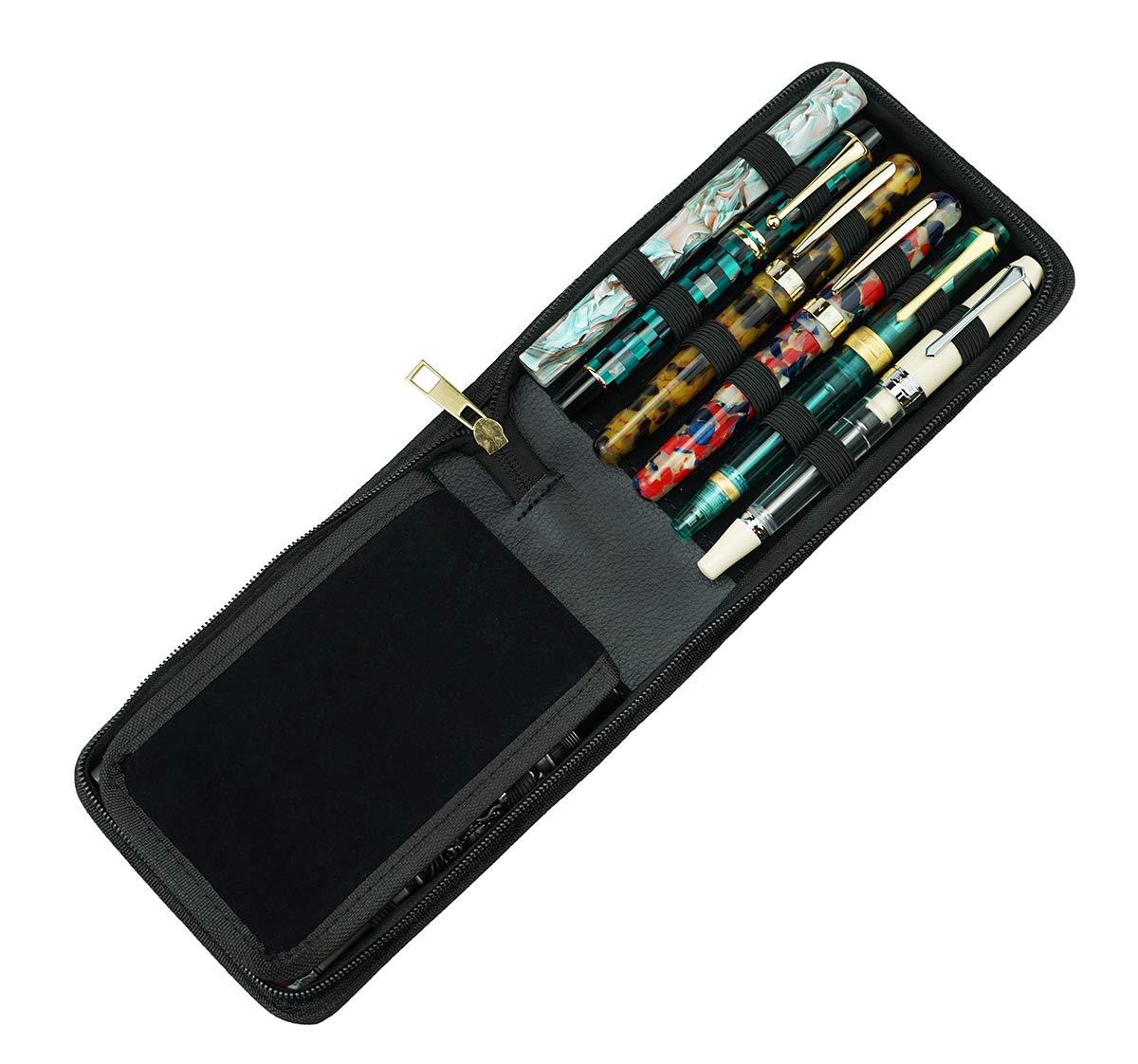 12-Slot Fountain Pen Case PU Leather - Rollerball Pen Display Holder & Storage Pouch with Large Capacity for Collectors (Black) - Perfect for Travel, Office & Gift Giving