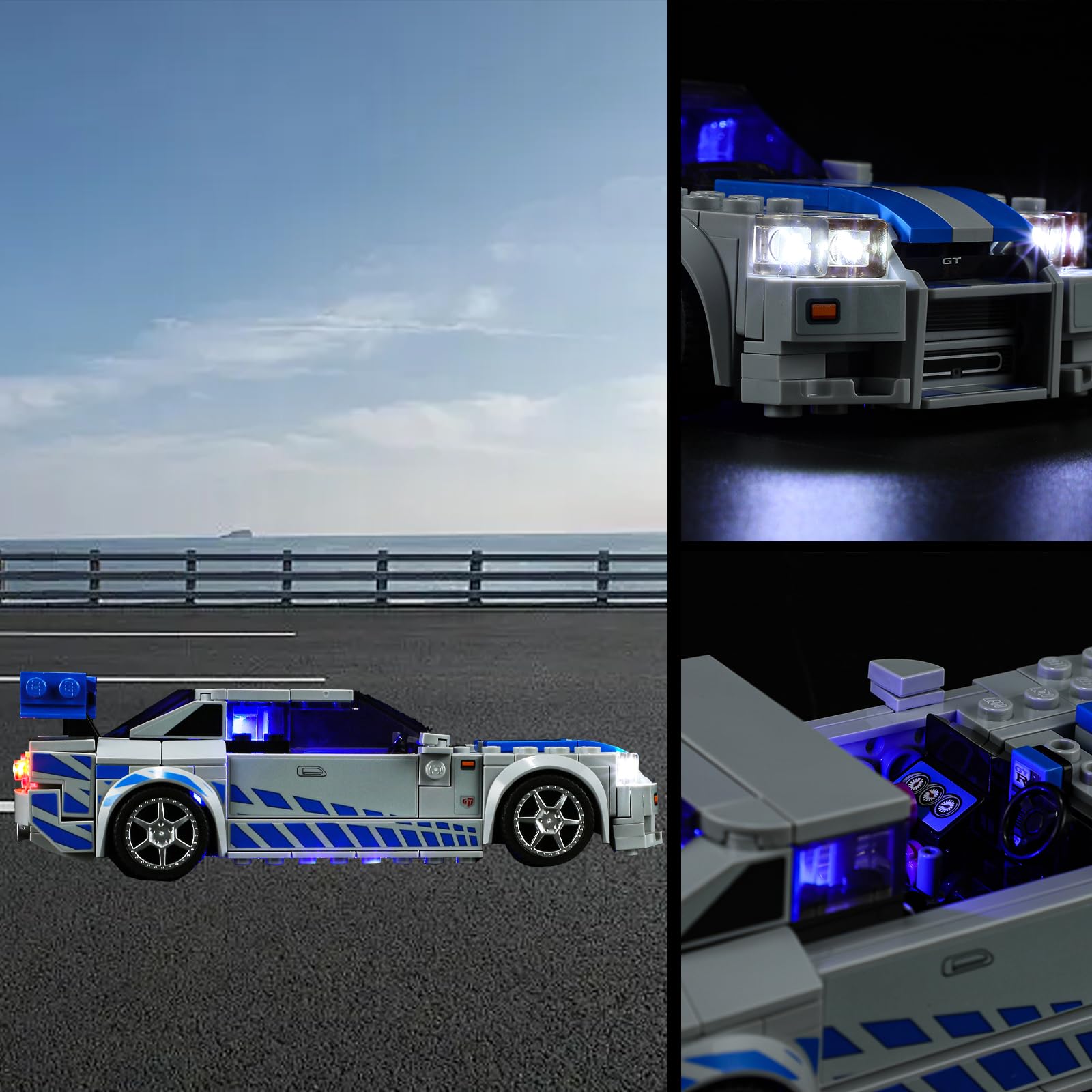 Vaodest LED Light Kit for Lego 76917 Speed Champions Fast & Furious Nissan Skyline GT-R (R34) Toy Car Set - Compatible with Model 76917 (LED Only, No Building Blocks) - Enhance Your Lego Display for Nighttime Showcase & Room Decor