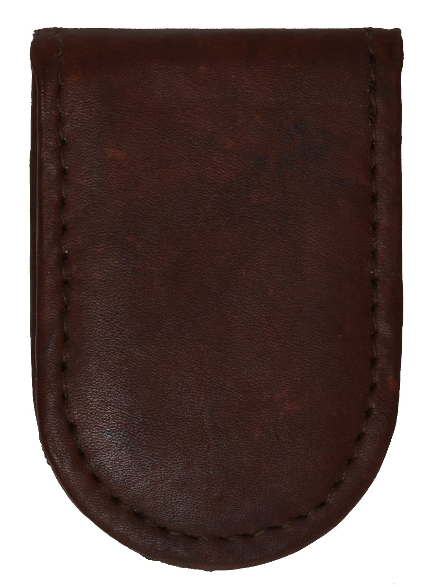 Slim Magnetic Genuine Leather Money Clip Wallet for Men - Brown RFID Blocking Minimalist Card Holder (Perfect for Travel, Business & Everyday Carry)