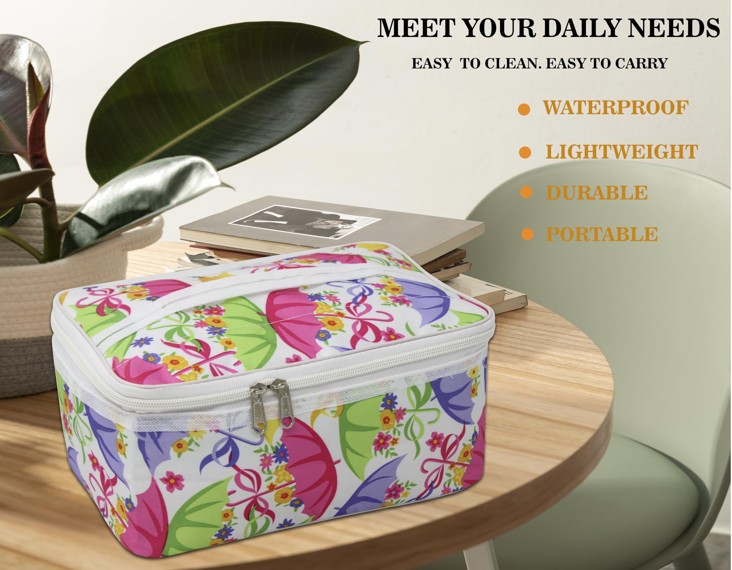 atorakushon® Fabric Women's Makeup Storage Box - Travel Vanity Cosmetic Organizer, Toiletry Bag & Jewelry Pouch (Multicolor, Pack of 1) | Perfect for Travel, Home Organization & Daily Use