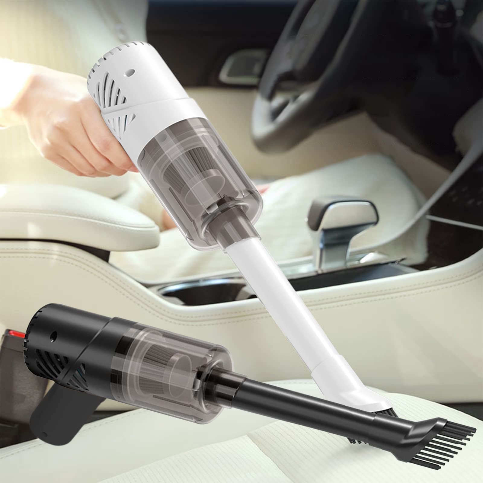Portable Cordless Handheld Vacuum Cleaner - Lightweight Wet/Dry Vac with Washable Filter & Powerful Suction for Car, Home & Office Cleaning - Ideal for Pet Hair, Spills & Quick Cleanups (White)