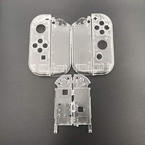 Nintendo Switch Joy-Con Controller Replacement Faceplate Housing Shell Case Cover + Middle Battery Frame Plate Bracket - Transparent | Compatible with Switch Gaming Accessories for Enhanced Protection & Customization