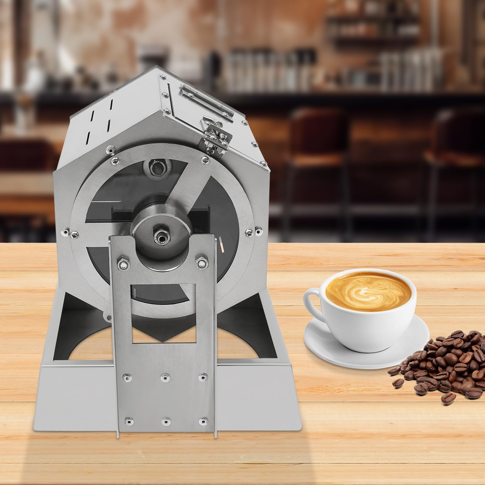 Premium Stainless Steel Drum Coffee Bean Roaster with Gas Burner - Perfect for Home Roasting, Coffee Shops & Small Batch Artisan Coffee Production