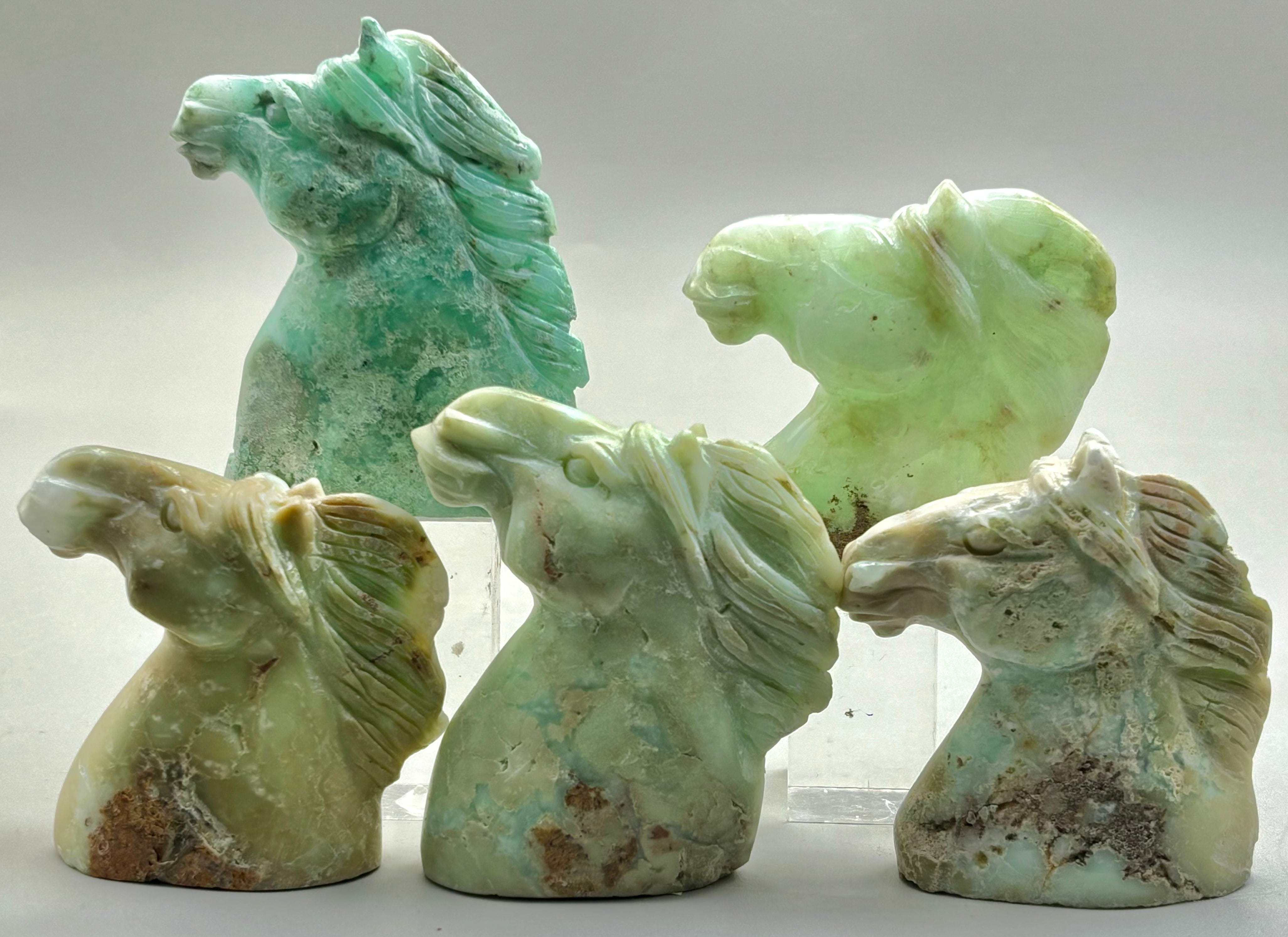 Handcrafted Chrysoprase Horse Carving - Unique Gemstone Figurine for Home Decor, Feng Shui, and Collectibles | Perfect Gift for Horse Lovers and Crystal Enthusiasts
