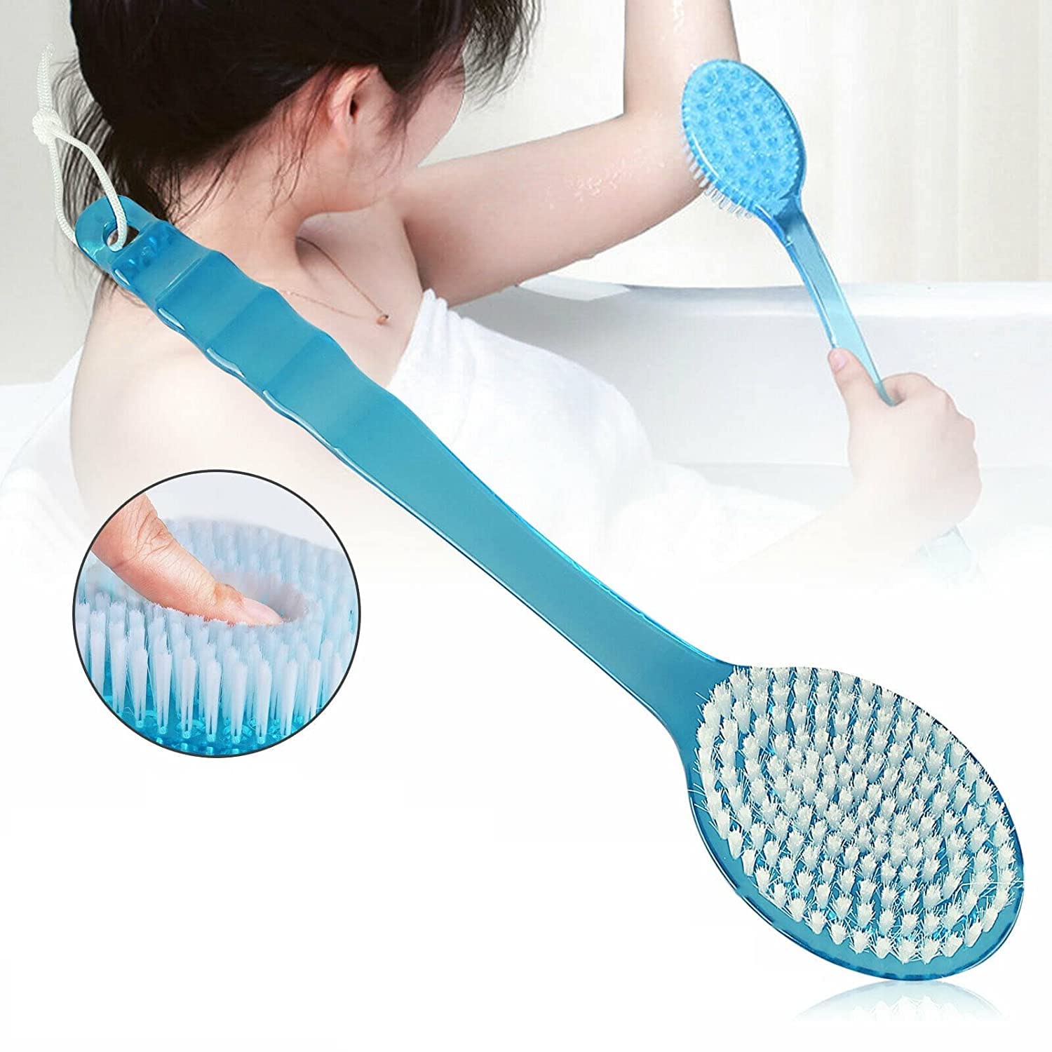 Boxo Long Handle Bathing Brush with Soft Bristles - Exfoliating Body Brush for Men & Women (Pack of 1) - Ideal for Back Scrubbing, Shower & Spa Use