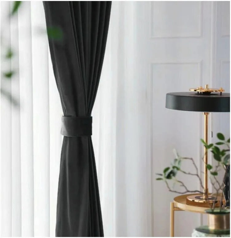 Brittany Velvet Plain Blackout Curtains - Black - Elegant & Soft Window Drapes for Bedroom, Living Room & Home Theater