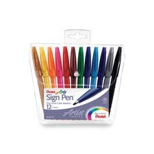 Pentel Sign Pen Set - 24 Fine Point Fiber Tip Markers (2 Packs of 12 Assorted Colors) - Ideal for Art Projects, Office Use & Hand Lettering