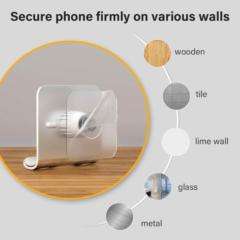 YOMARI Wall Mount Cell Phone Holder - Waterproof Shower Phone Stand with Strong Suction Cup for iPhone, Samsung, Google Pixel (Black-Gray) - Perfect for Bathroom, Kitchen, Gym & Car Use