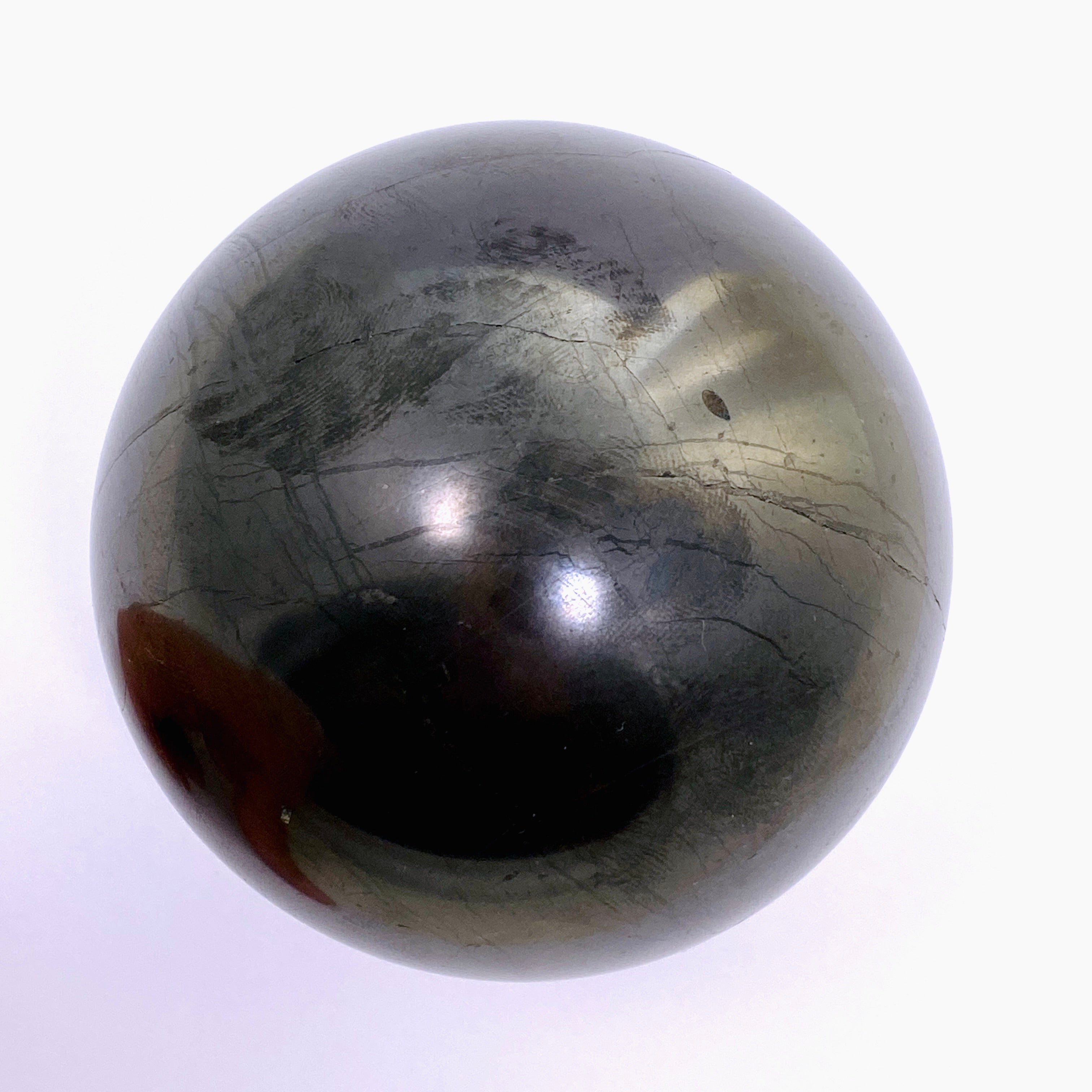 Shungite Sphere 84mm - Natural EMF Protection Stone for Home & Office - Meditation, Healing & Energy Purification - Perfect for Desk Decor, Feng Shui & Spiritual Practices