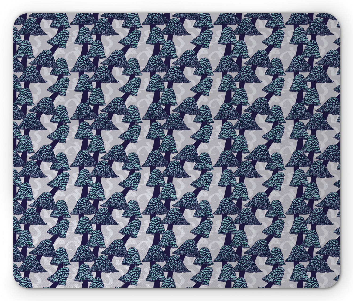 Ambesonne Mushroom Mouse Pad - Abstract Wild Woodland Design with Bohemian Trippy Graphics, Non-Slip Rubber Base, Standard Size Rectangle Mouse Mat in Indigo Turquoise - Perfect for Gaming, Office & Home Computer Workstations