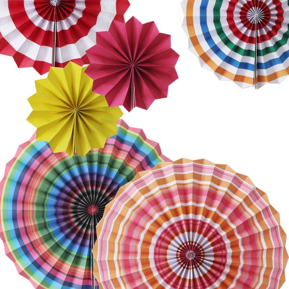 6 Pack Decorative Paper Flower Fans for Wedding, Birthday, Party, Carnival & Welcome Decorations - Vibrant Color Set | Perfect for DIY Events, Home Decor & Festive Celebrations