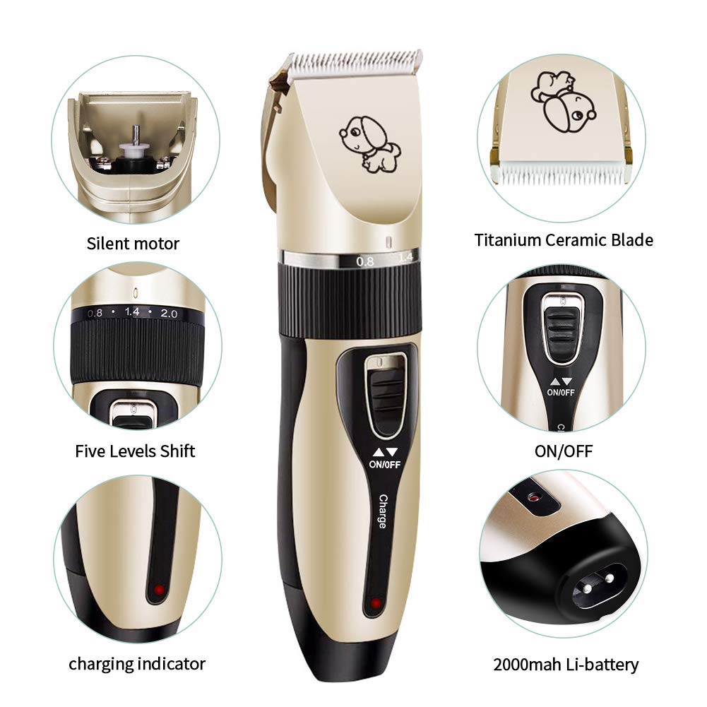 Mikayoo Professional Pet Grooming Clippers - Rechargeable Electric Dog & Cat Hair Trimmer Kit for Home Use | Gentle & Quiet Pet Shaver for Dogs, Cats, Small Animals | Perfect for Bathing, Shedding & Grooming Sessions