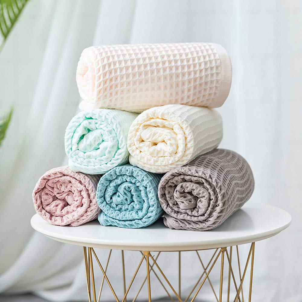 3-Piece Waffle Weave Bath Towel Set - Soft Absorbent Bath Towel, Hand Towel & Face Towel (Pink) | Luxury Spa & Bathroom Essentials for Home & Hotel Use
