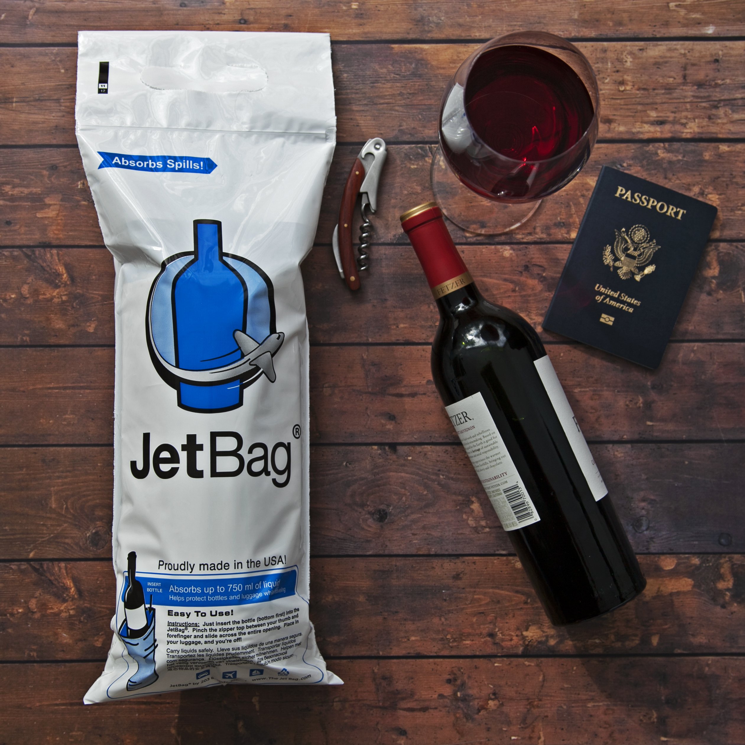 Jet Bag Bold - Original Absorbent Reusable Protective Bottle Bags (Case of 24) - Made in USA - Perfect for Spill Protection in Cars, Offices & Gyms