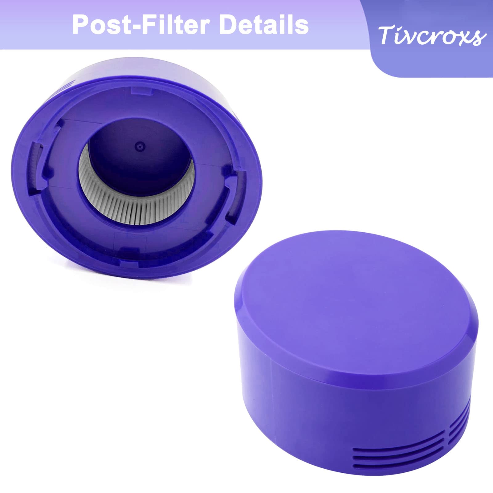 4 Pack V8 Vacuum Filters Replacement Kit - Compatible with Dyson V7 & V8 Animal/Absolute - 2 Pre-Filters + 2 Post-Filters - Replaces Part 965661-01 & 967478-01 - Perfect for Pet Hair, Allergies & Deep Cleaning